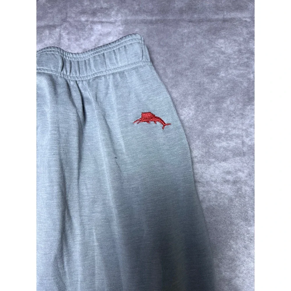 Tommy Bahama Lounge Pants Mens Large Gray Heathered Drawstring Logo Wide Leg